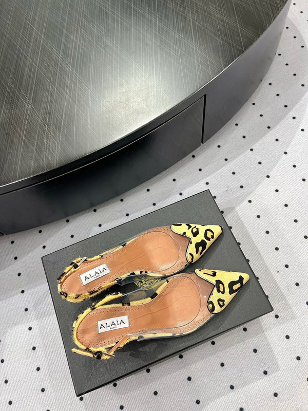 Alaila Le Cœur Slingbacks 60mm In Light Yellow Glossy Lambskin 954831