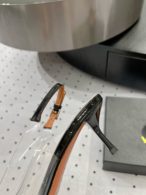 Alaila Le Cœur Slingbacks 60mm In Black Glossy Lambskin 954833