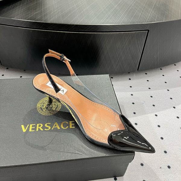 Alaila Le Cœur Slingbacks 60mm In Black Glossy Lambskin 954833