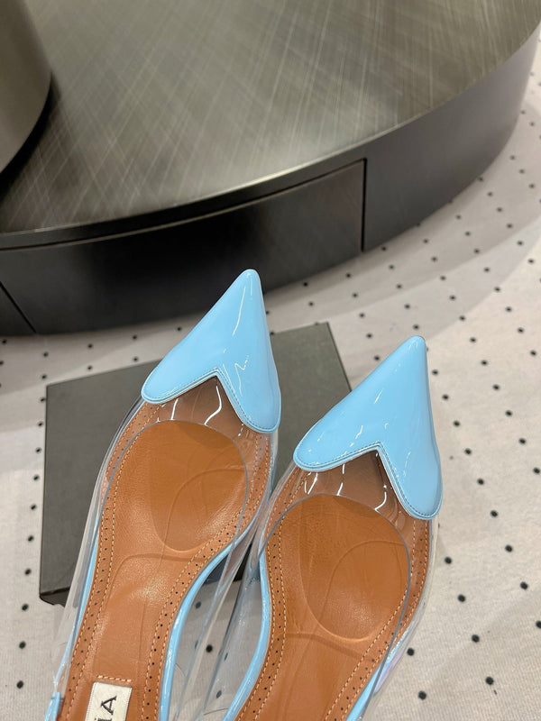 Alaila Le Cœur Slingbacks 60mm In Could Blue Glossy Lambskin 954835