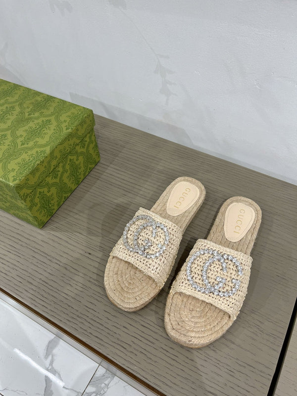 ESPADRILLAS GG INTERLOCKING G TESSUTO CREMA