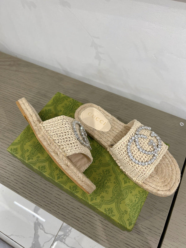 ESPADRILLAS GG INTERLOCKING G TESSUTO CREMA