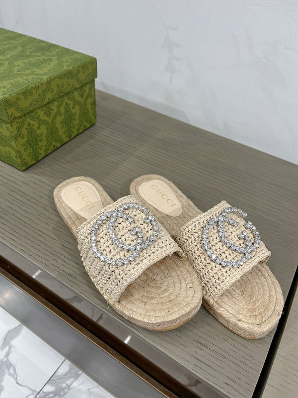 ESPADRILLAS GG INTERLOCKING G TESSUTO CREMA