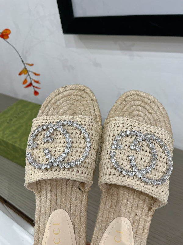 ESPADRILLAS GG INTERLOCKING G TESSUTO CREMA