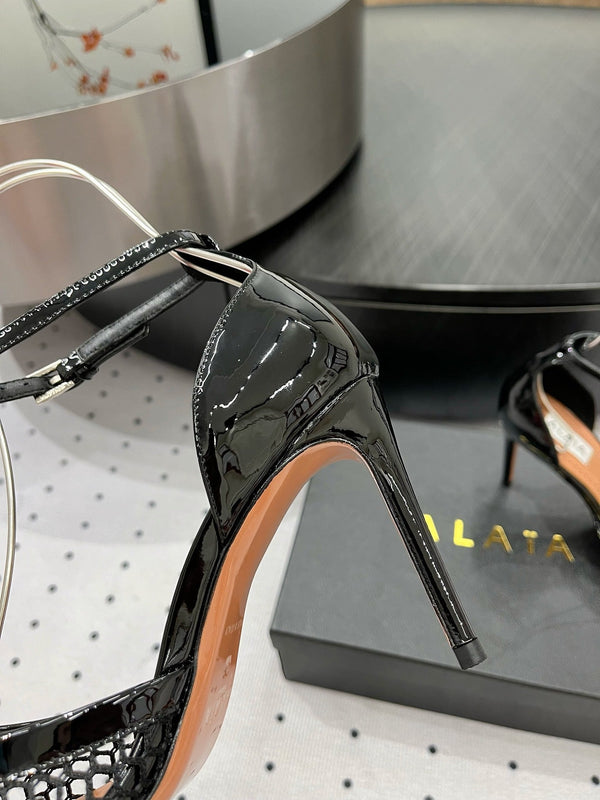 Alaila High Fishnet Pumps 90mm In Black Mesh Fabric 954848