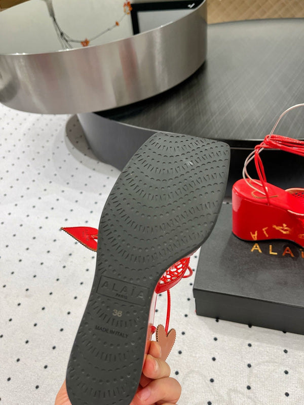 Alaila High Sandal 115mm In Red Mesh Fabric 954858