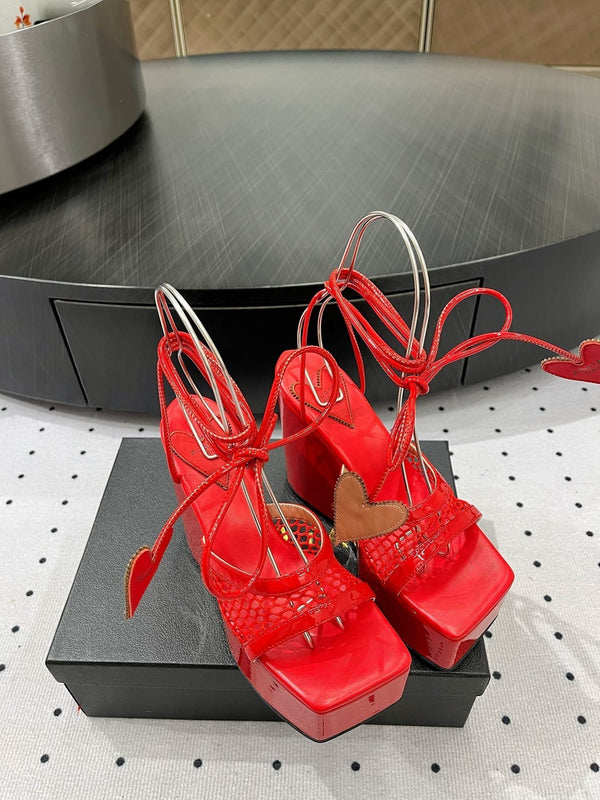 Alaila High Sandal 115mm In Red Mesh Fabric 954858