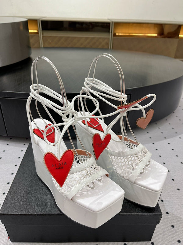 Alaila High Sandal 115mm In White Mesh Fabric 954862