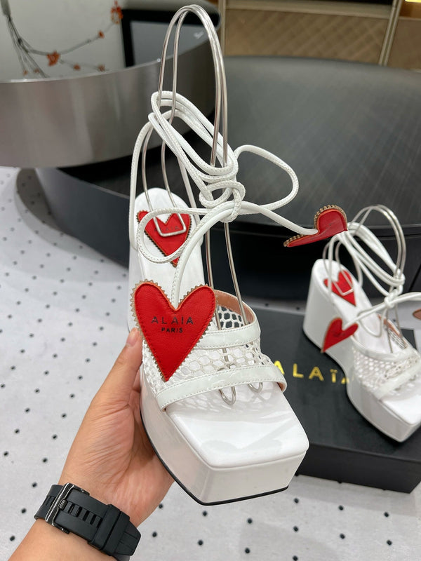 Alaila High Sandal 115mm In White Mesh Fabric 954862