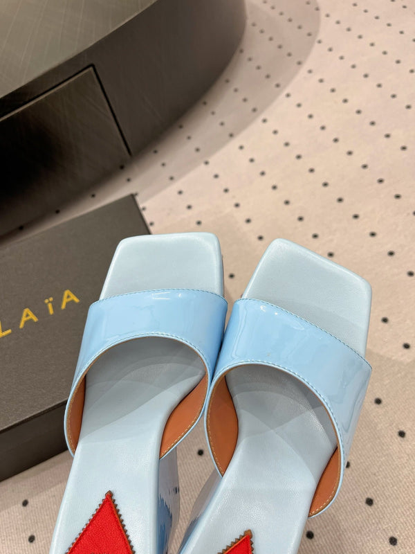 Alaila High Sandal 115mm In Could Blue Glossy Lambskin 954868