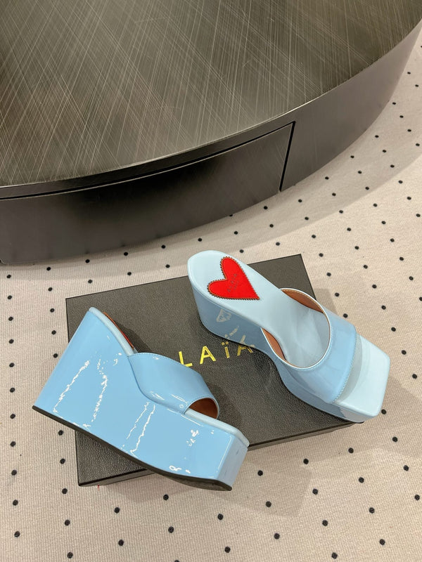 Alaila High Sandal 115mm In Could Blue Glossy Lambskin 954868