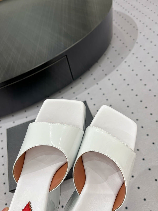 Alaila High Sandal 115mm In White Glossy Lambskin 954874