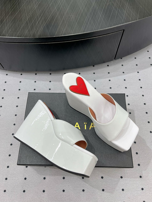 Alaila High Sandal 115mm In White Glossy Lambskin 954874