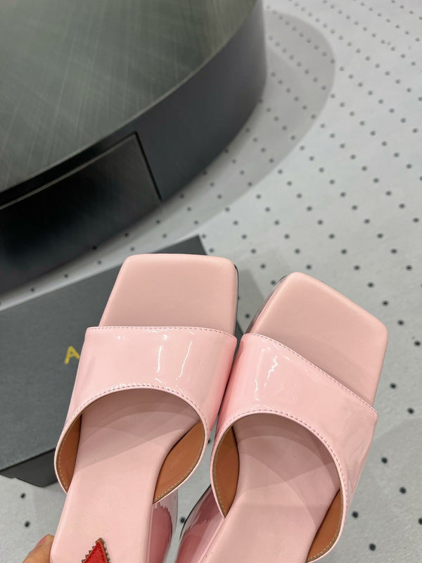 Alaila High Sandal 115mm In Pink Glossy Lambskin 954876