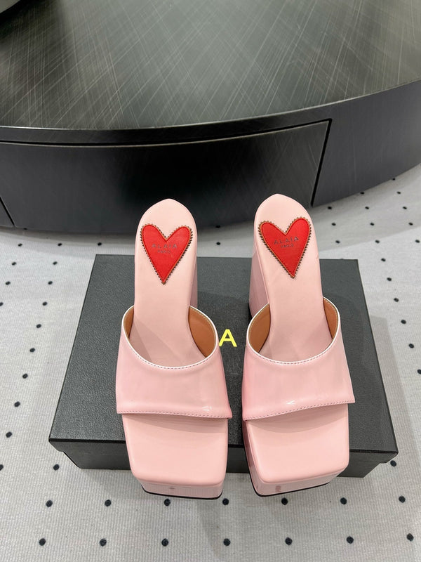 Alaila High Sandal 115mm In Pink Glossy Lambskin 954876