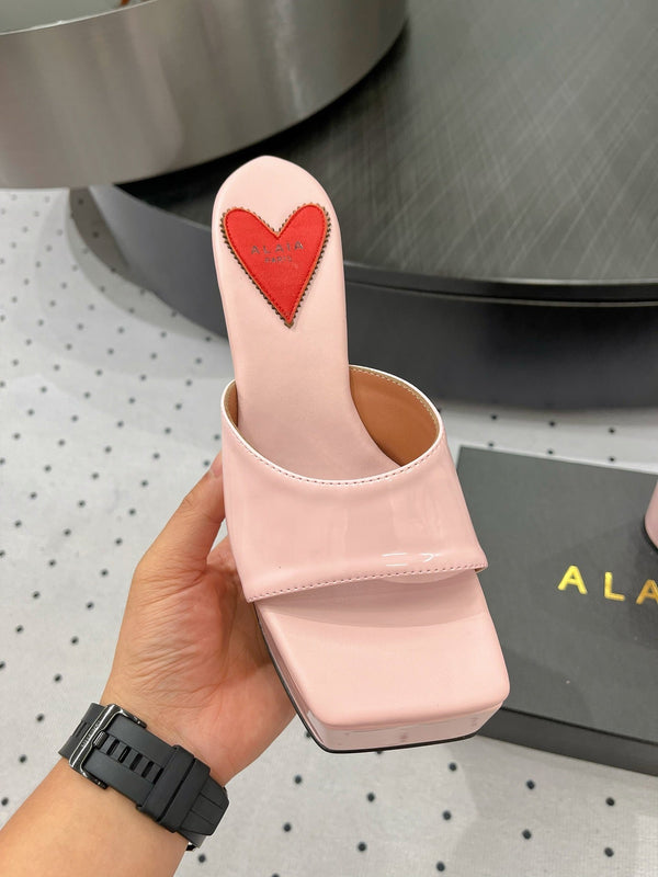 Alaila High Sandal 115mm In Pink Glossy Lambskin 954876