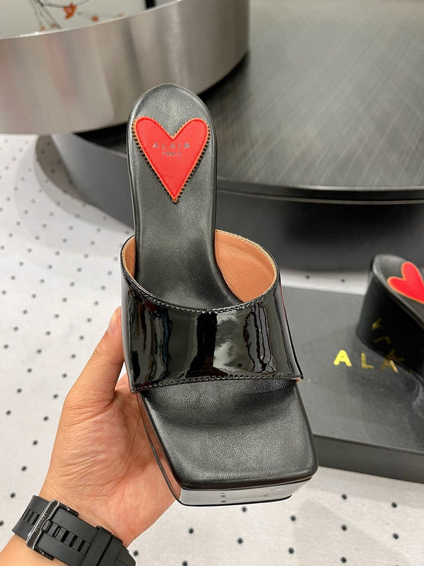 Alaila High Sandal 115mm In Black Glossy Lambskin 954878