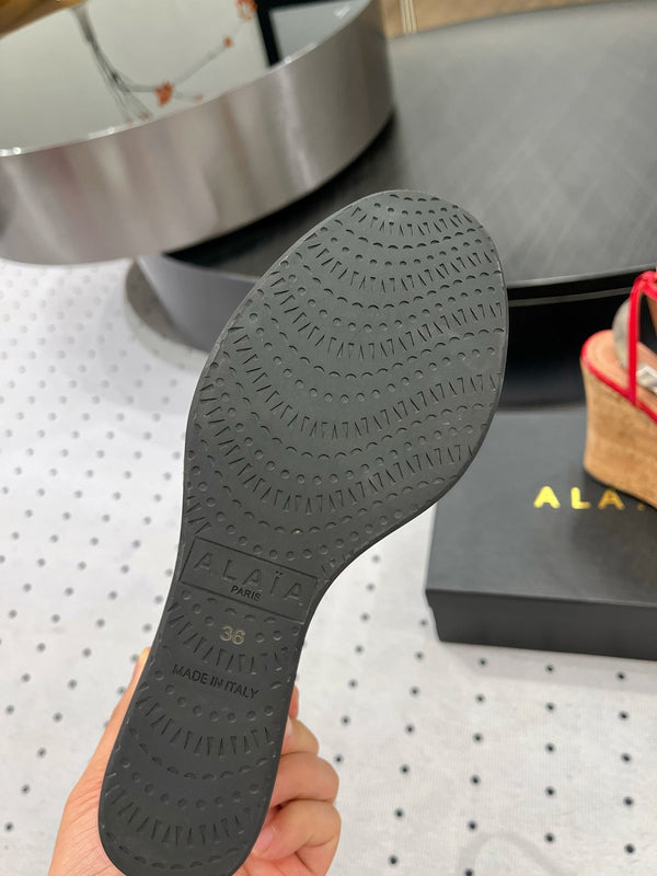 Alaila Wedge Sandals 115mm In Red Glossy Lambskin 954891