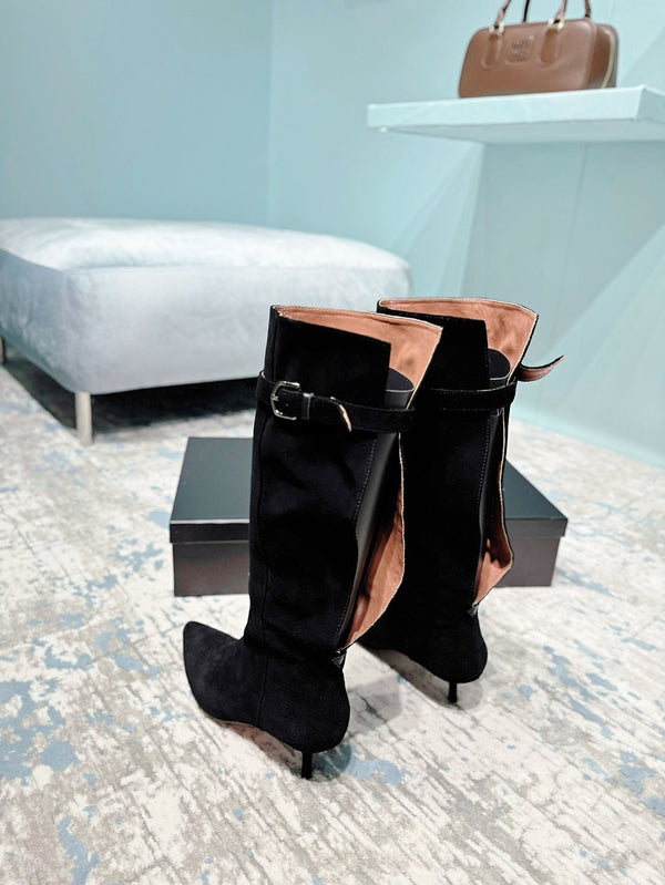 Alaila High Boots 45mm In Black Suede 887964