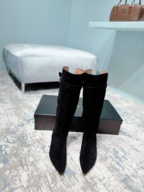 Alaila High Boots 45mm In Black Suede 887964