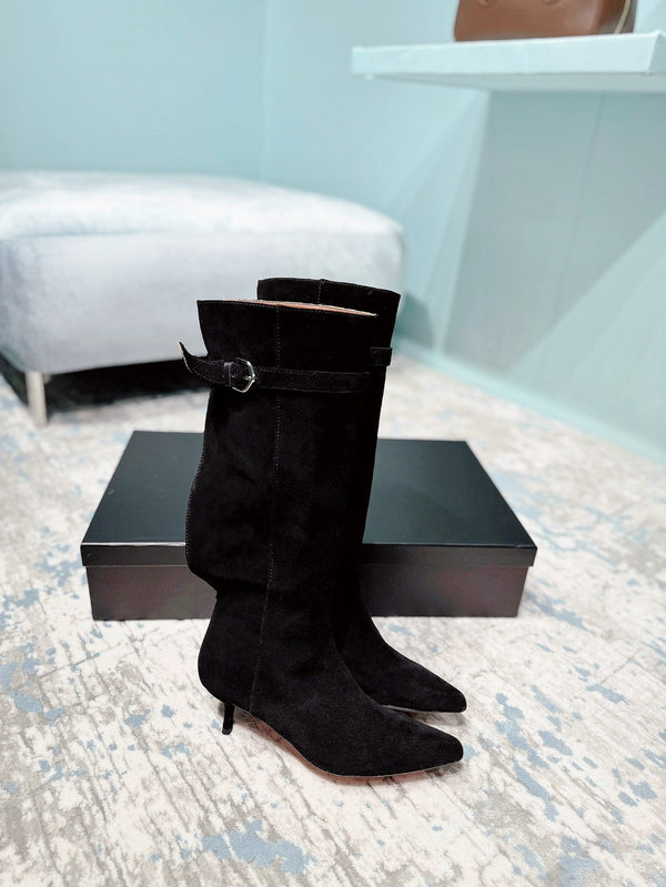 Alaila High Boots 45mm In Black Suede 887964