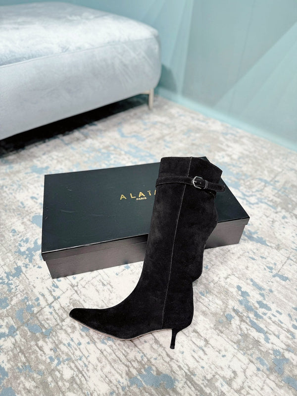 Alaila High Boots 45mm In Black Suede 887964