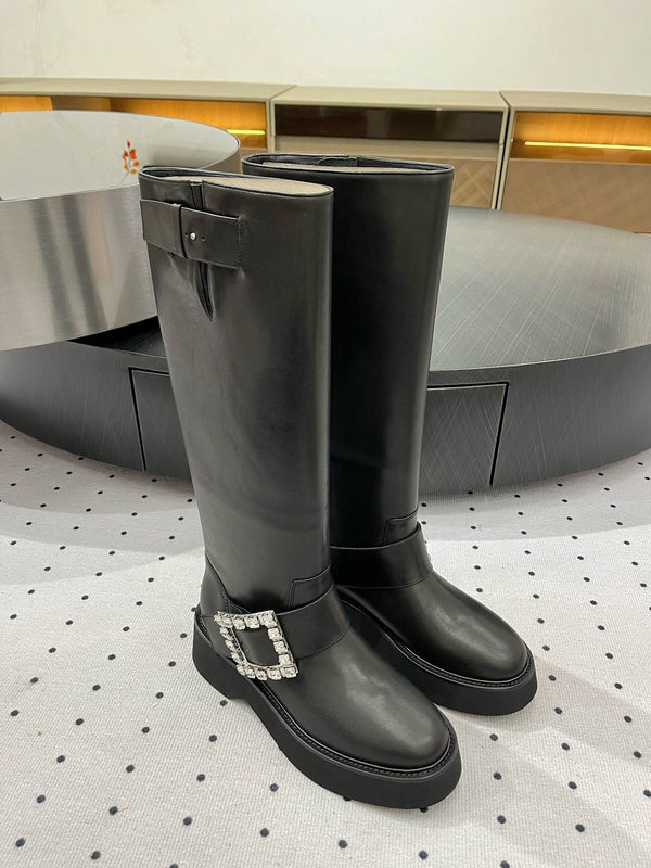 Stivali Viv Ranger Diamond in pelle di vitello nera 365207