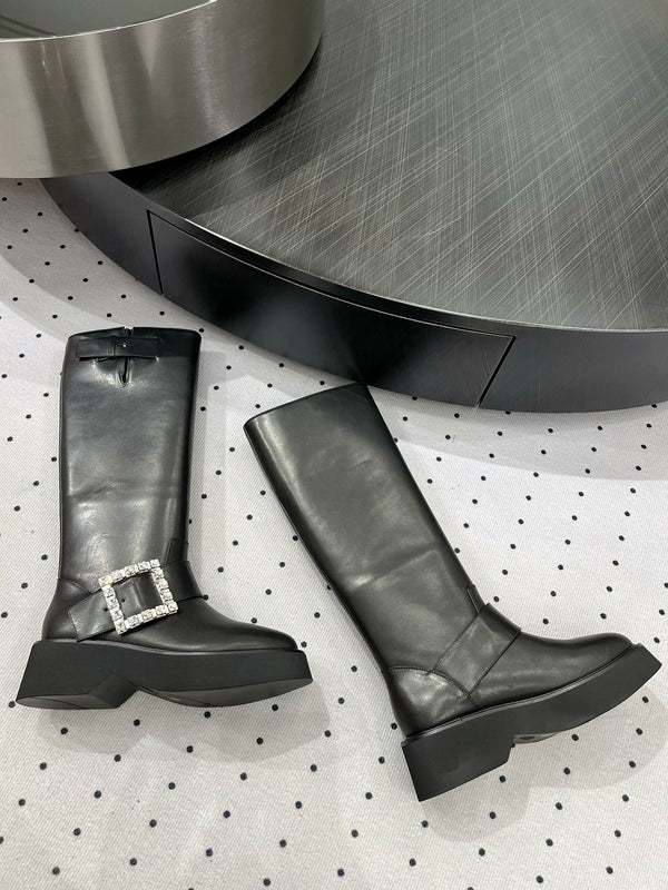 Stivali Viv Ranger Diamond in pelle di vitello nera 365207