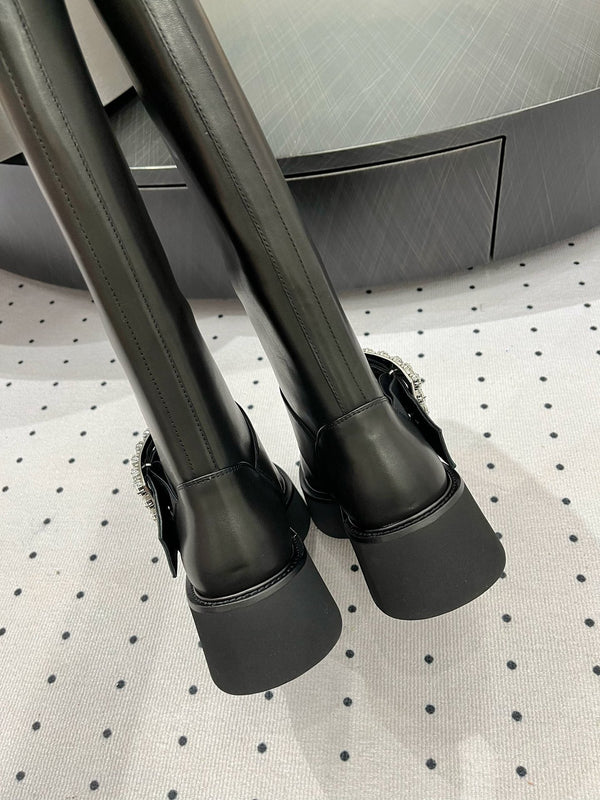 Stivali Viv Ranger Diamond in pelle di vitello nera 365207