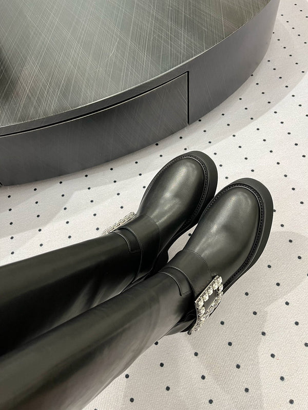 Stivali Viv Ranger Diamond in pelle di vitello nera 365207