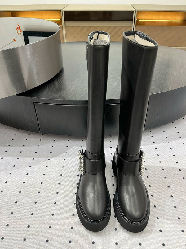 Stivali Viv Ranger Diamond in pelle di vitello nera 365207