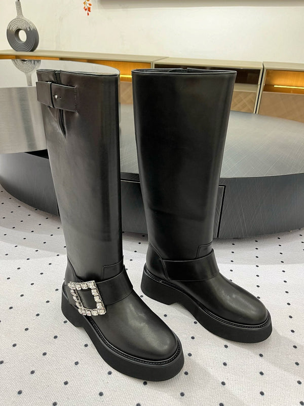 Stivali Viv Ranger Diamond in pelle di vitello nera 365207