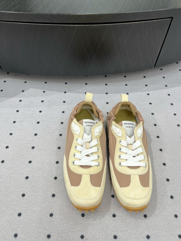 HM Sneaker 10mm In Light Brown Mix Beige Suede And Windbreaker Fabric 954746