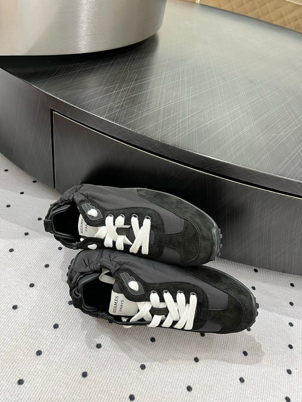 HM Sneaker 10mm In Black Grey Suede And Windbreaker Fabric 954752