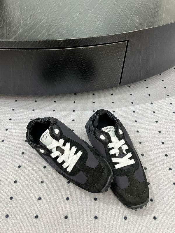 HM Sneaker 10mm In Black Grey Suede And Windbreaker Fabric 954752