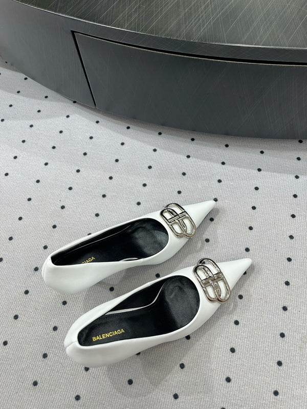 HEELED PUMPS 65 MM IN WHITE GLOSSY CALFSKIN SILVER HARDWARE