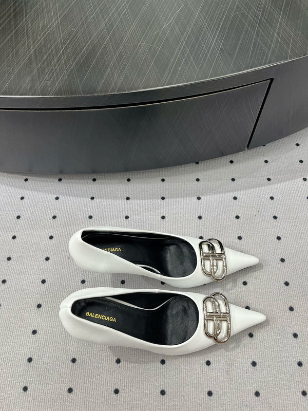 HEELED PUMPS 65 MM IN WHITE GLOSSY CALFSKIN SILVER HARDWARE