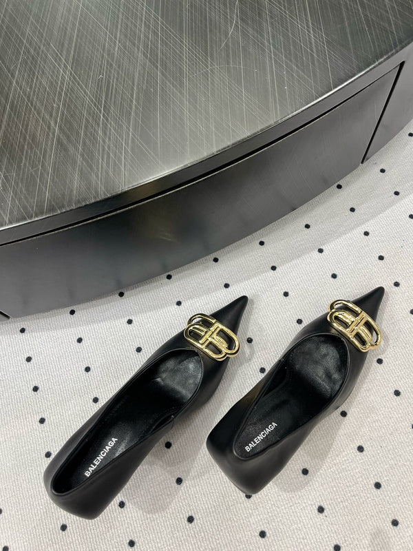 HEELED PUMPS 65 MM IN BLACK SMOOTH LAMBSKIN GOLD HARDWARE