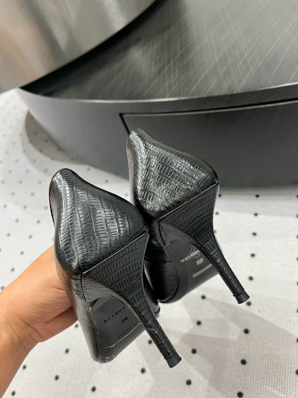 DÉCOLLETÉ CLASSICHE 65MM IN PELLE DI VITELLO NERA CON MOTIVO LUCERTOLA