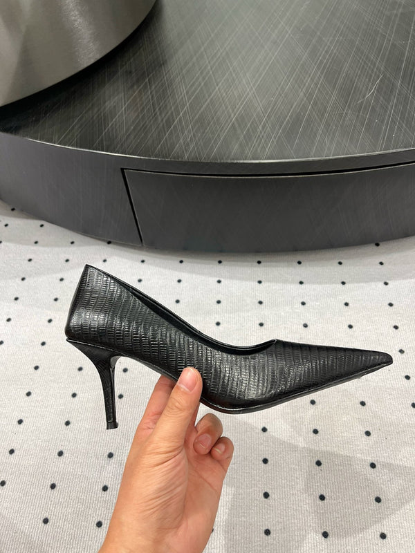 DÉCOLLETÉ CLASSICHE 65MM IN PELLE DI VITELLO NERA CON MOTIVO LUCERTOLA