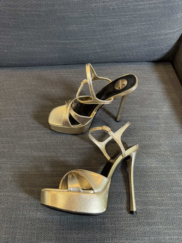 DEBBIE PLATFORM SANDALS IN GOLD METALLIC SMOOTH LAMBSKIN