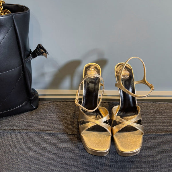 DEBBIE PLATFORM SANDALS IN GOLD METALLIC SMOOTH LAMBSKIN