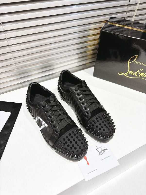 CL 25 Stud Print Sneaker Black Fabric Leather 323161
