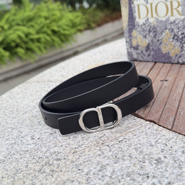 Ceinture CD 2cm Icon veau noir discret 203158