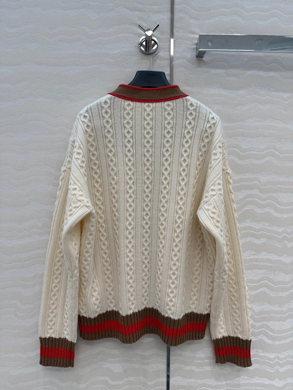 Cardigan CC Printemps 26 Laine Blanc Marron Rouge 342796