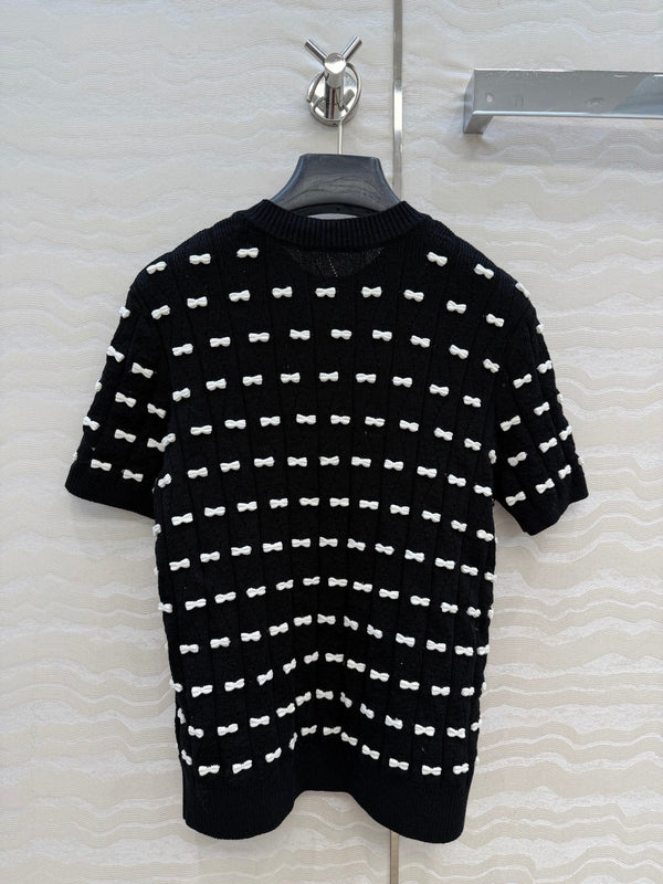 CC 26 Short-Sleeved Top Black White Knit 342788