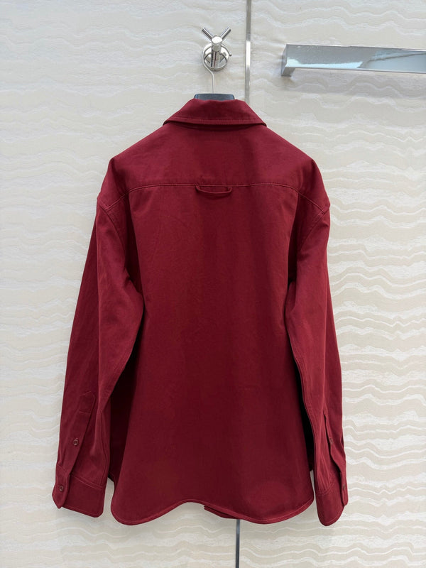 Miu SS26 Light Denim Shirt Amaranth Red Cotton 346164