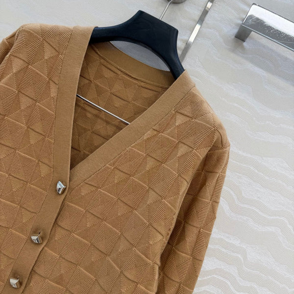 HM "Medor" Long-Sleeve Cardigan Brown Wool