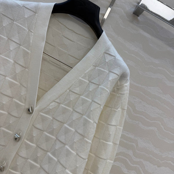 HM "Medor" Long-Sleeve Cardigan White Wool