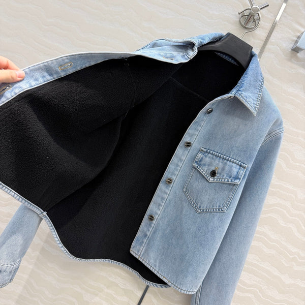 CC 26s Collared Denim Jacket Light Blue Cotton 450800